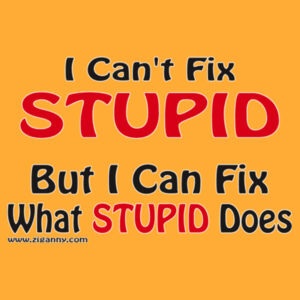 I Can't Fix Stupid - Men's T-shirt - Black & Red Text version 2 Design