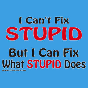 I Can't Fix Stupid - Women's T-shirt - Black & Red Text version 2 Design