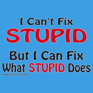 I Can't Fix Stupid - Women's T-shirt - Black & Red Text version 2 Design