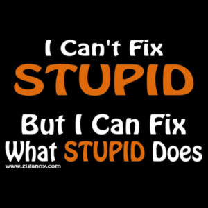 I Can't Fix Stupid - Cap White & Orange Text version 2 Design