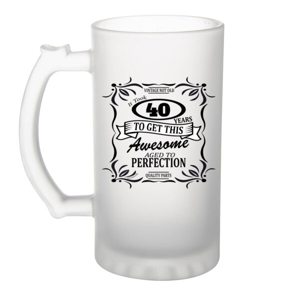 Aged To Perfection Birthday Frosted Beer Glass - Editable Year Thumbnail