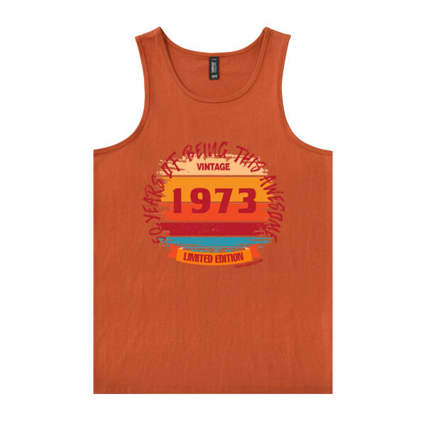 50 years - Vintage Sun Birthday Editable year brown - Men's Singlet Thumbnail