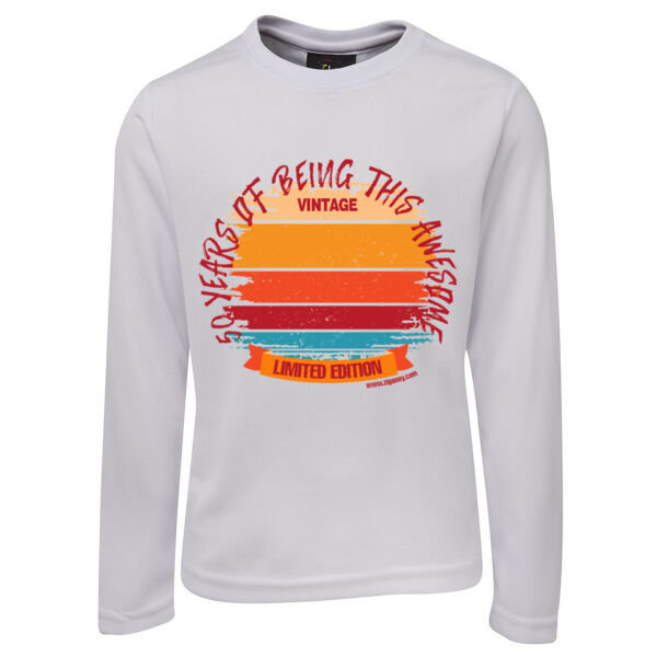 50 Vintage Sun Birthday Editable year brown - Men's Poly Long Sleeve Shirt Thumbnail