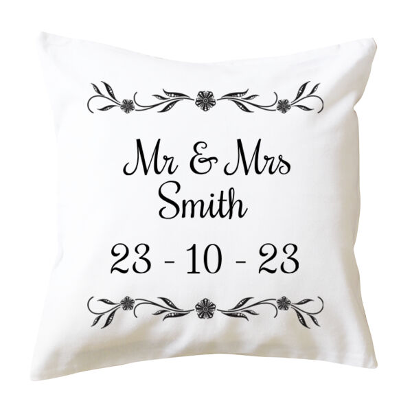 Cushion cover - Mr & Mrs Wedding name - Editable Thumbnail