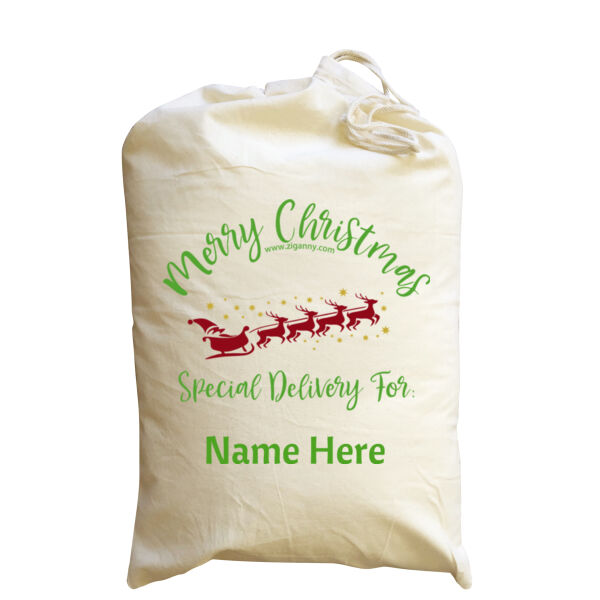 Trad Xmas Santa Sack - Style 1 - Medium - Cream Thumbnail