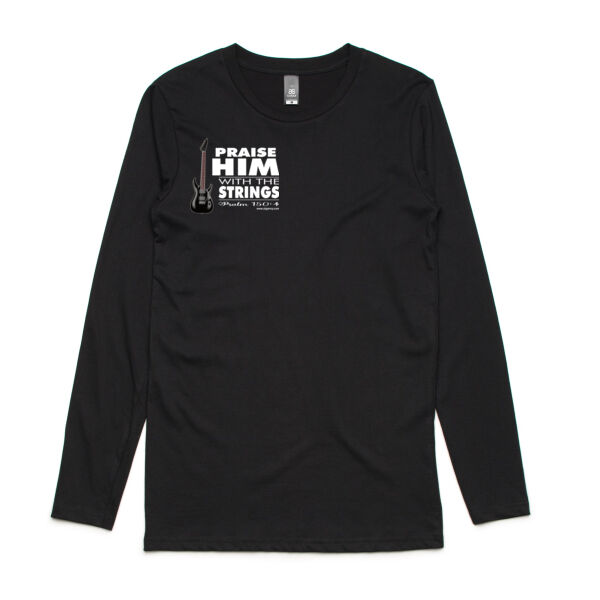 Praise Him with the strings - Men's Long Sleeve T-shirt - white text Thumbnail