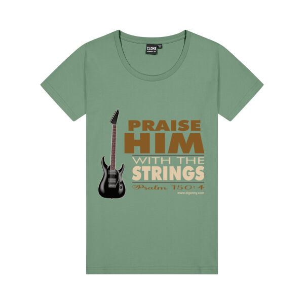Praise Him with the strings - Women's Long T-shirt - coloured text Thumbnail