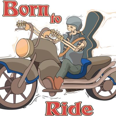 Born to Ride - Skeleton on Motorbike Thumbnail