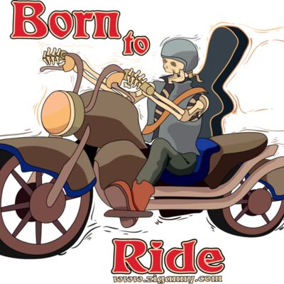 Born to Ride - Skeleton on Motorbike Thumbnail