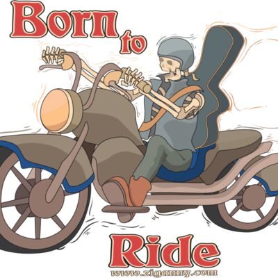 Born to Ride - Skeleton on Motorbike Thumbnail